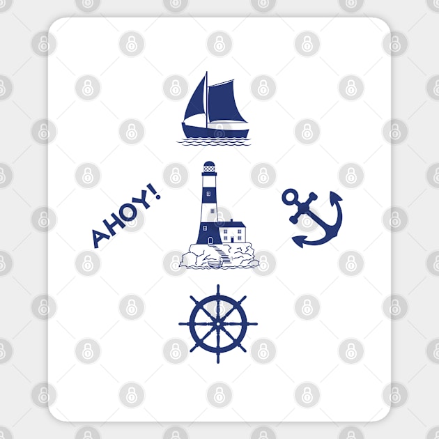 Sailing Illustrative Design Navy Blue Sticker by NataliePaskell